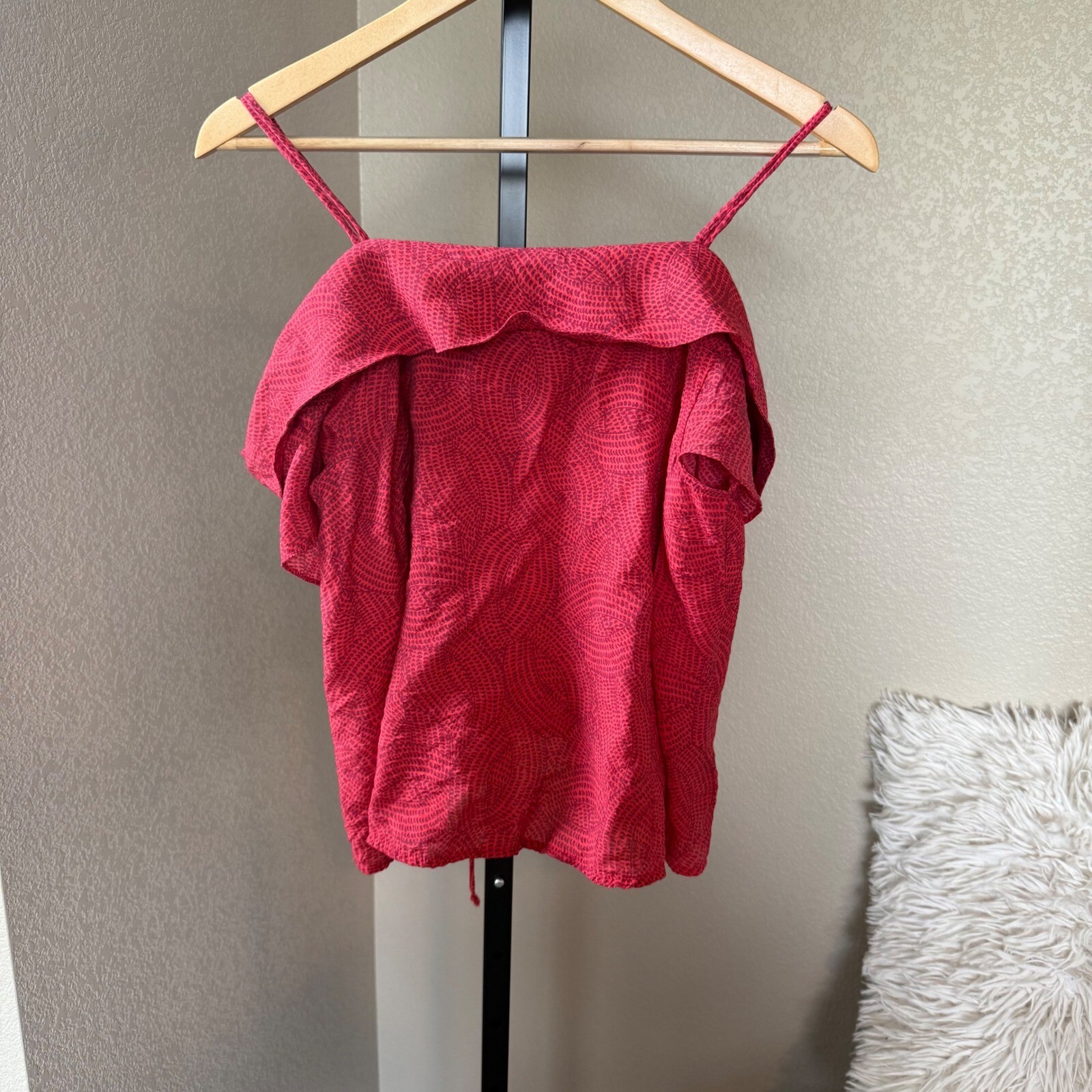 Maeve Anthropologie Ruffle Cold Shoulder Top Blouse Bohemian Medium