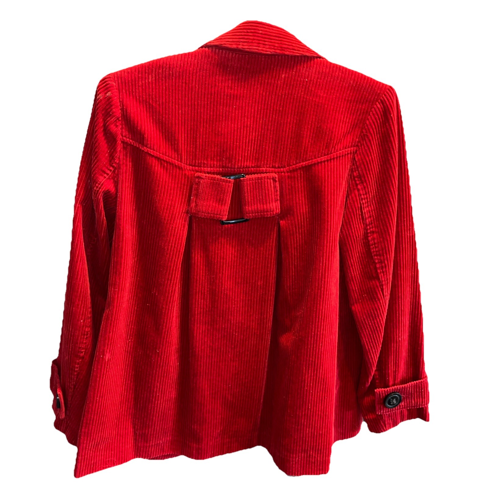 RED Corduroy JACKET Button Front Collared Button Strap Cuffs Womens S Relativity