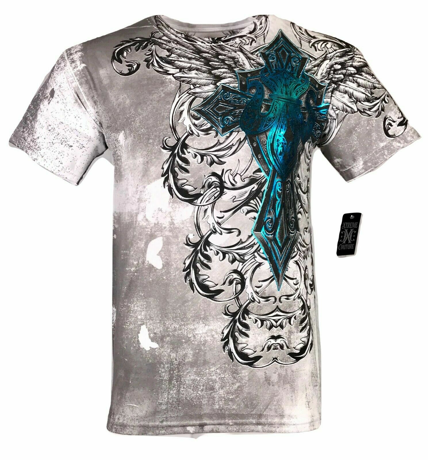 Xtreme Couture by Affliction Men’s T-Shirt BASTILE MASS White Biker S-5XL