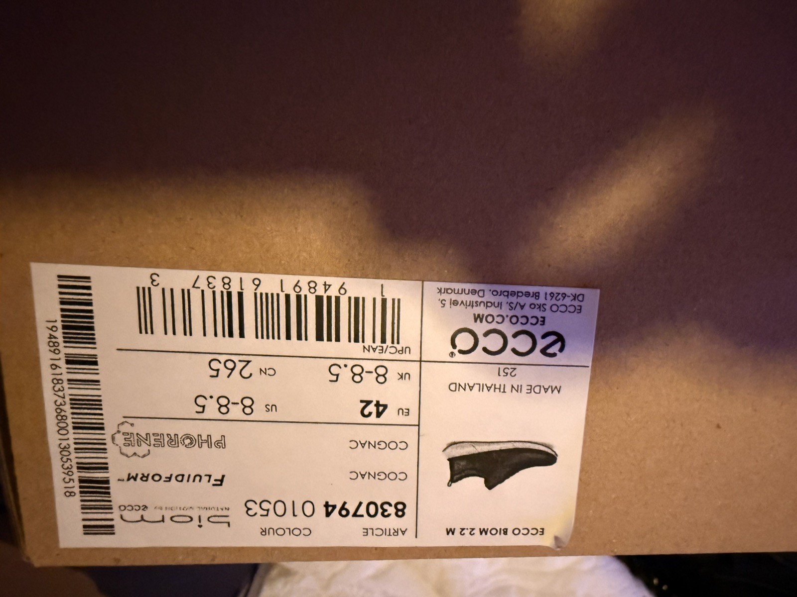 ECCO Biom 2.2 Men’s Hybrid Sneaker Size 42 (USA 8-8.5)Cognac – NEW IN BOX
