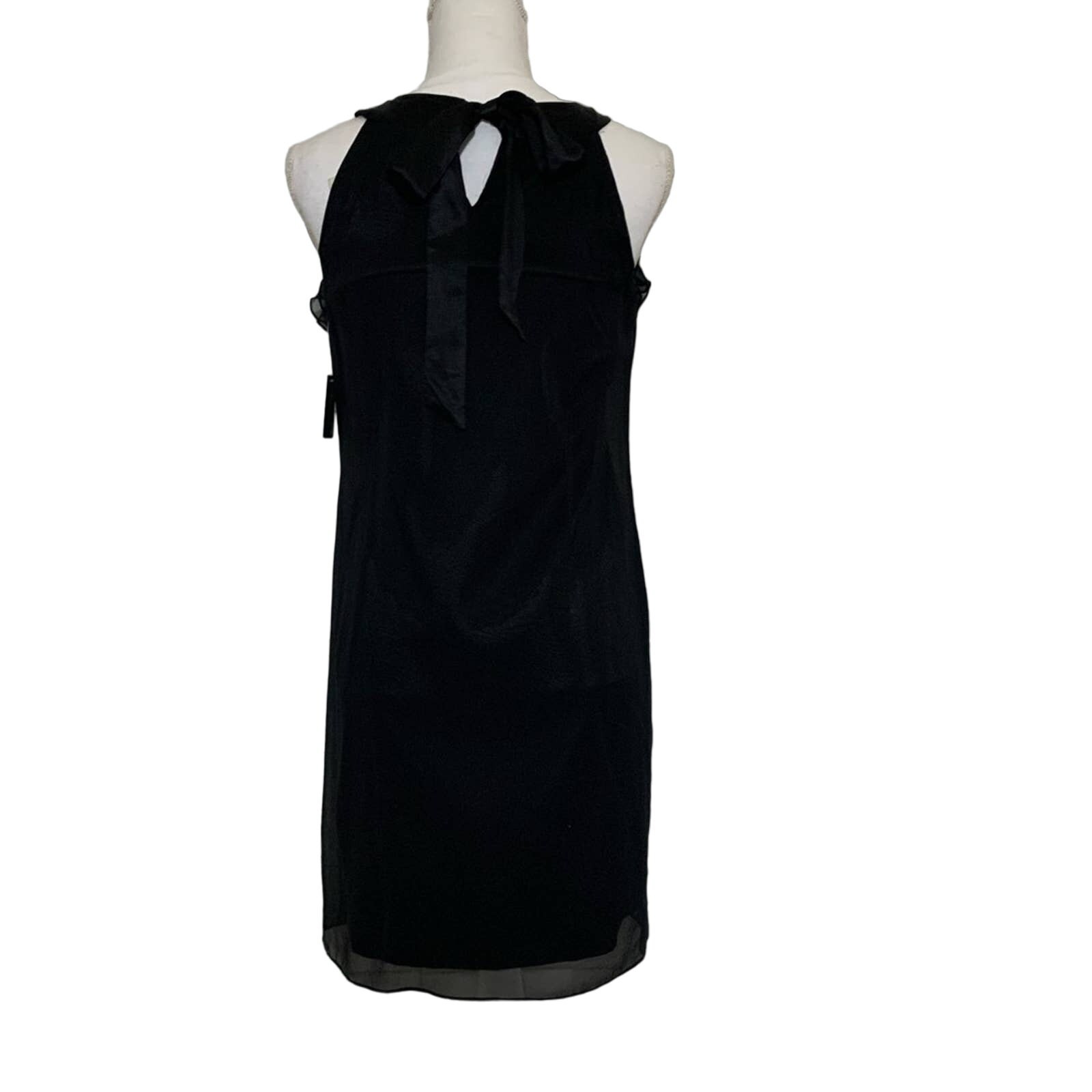 NWT Taylor Dresses by Ann Taylor Black Silk Ruffle Bust Cocktail Dress 2