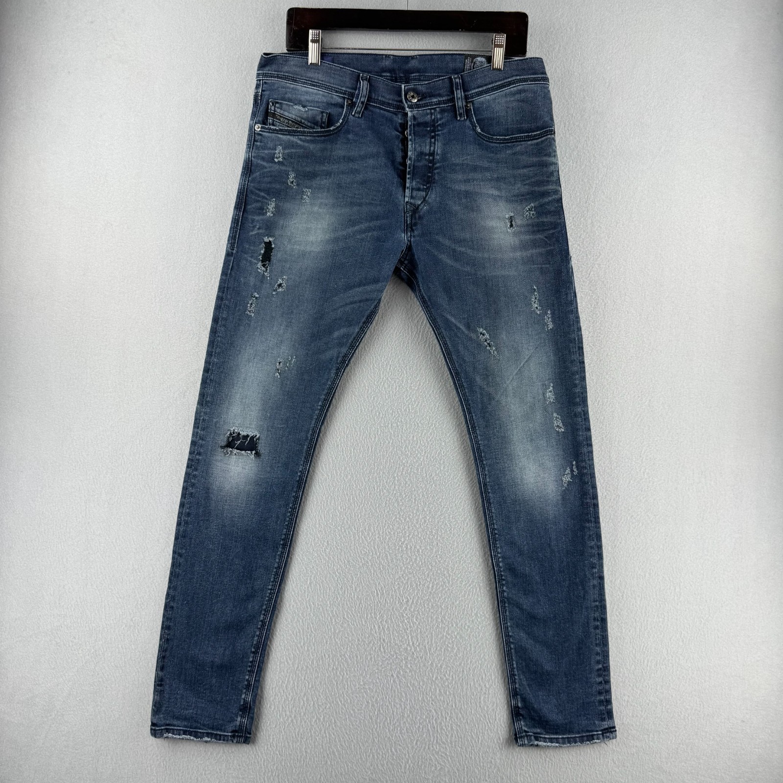 Levis Jeans Mens 31×30 Tepphar Slim Carrot Blue Denim Distressed Stretch