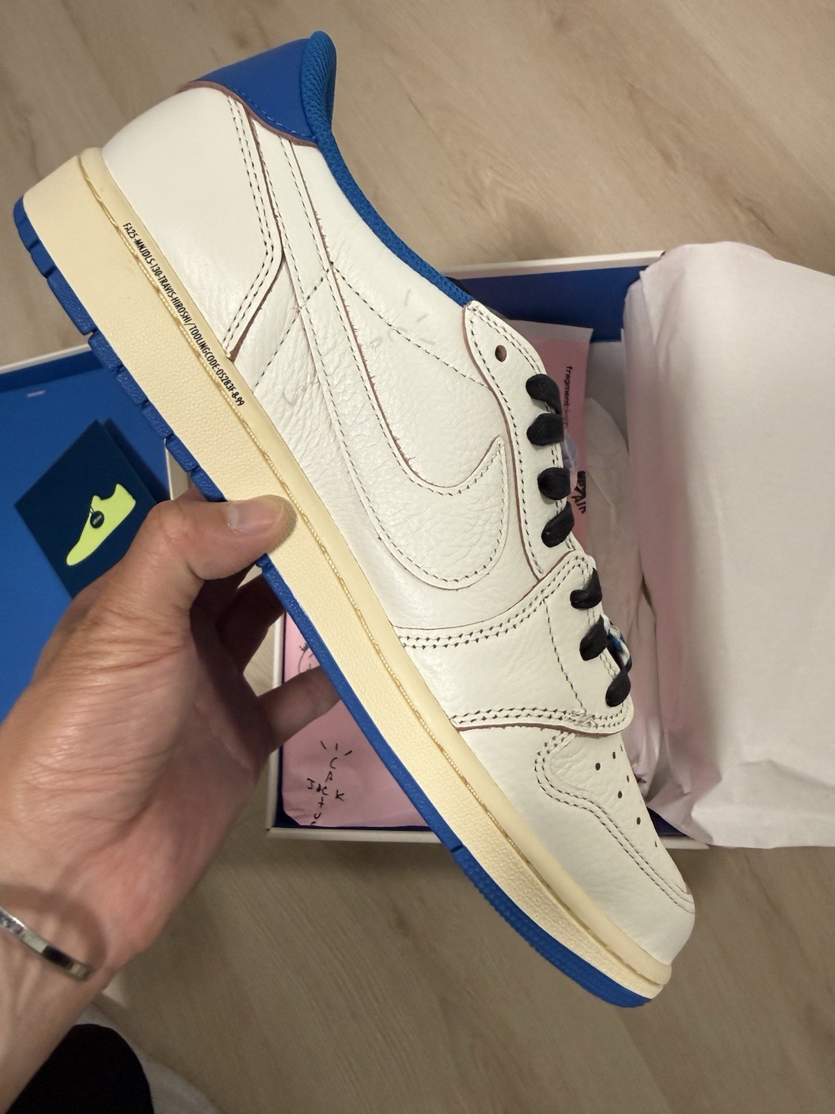 Jordan 1 Low OG SP Fragment x Travis Scott Sail Military Blue – Men’s Size 12 ✅