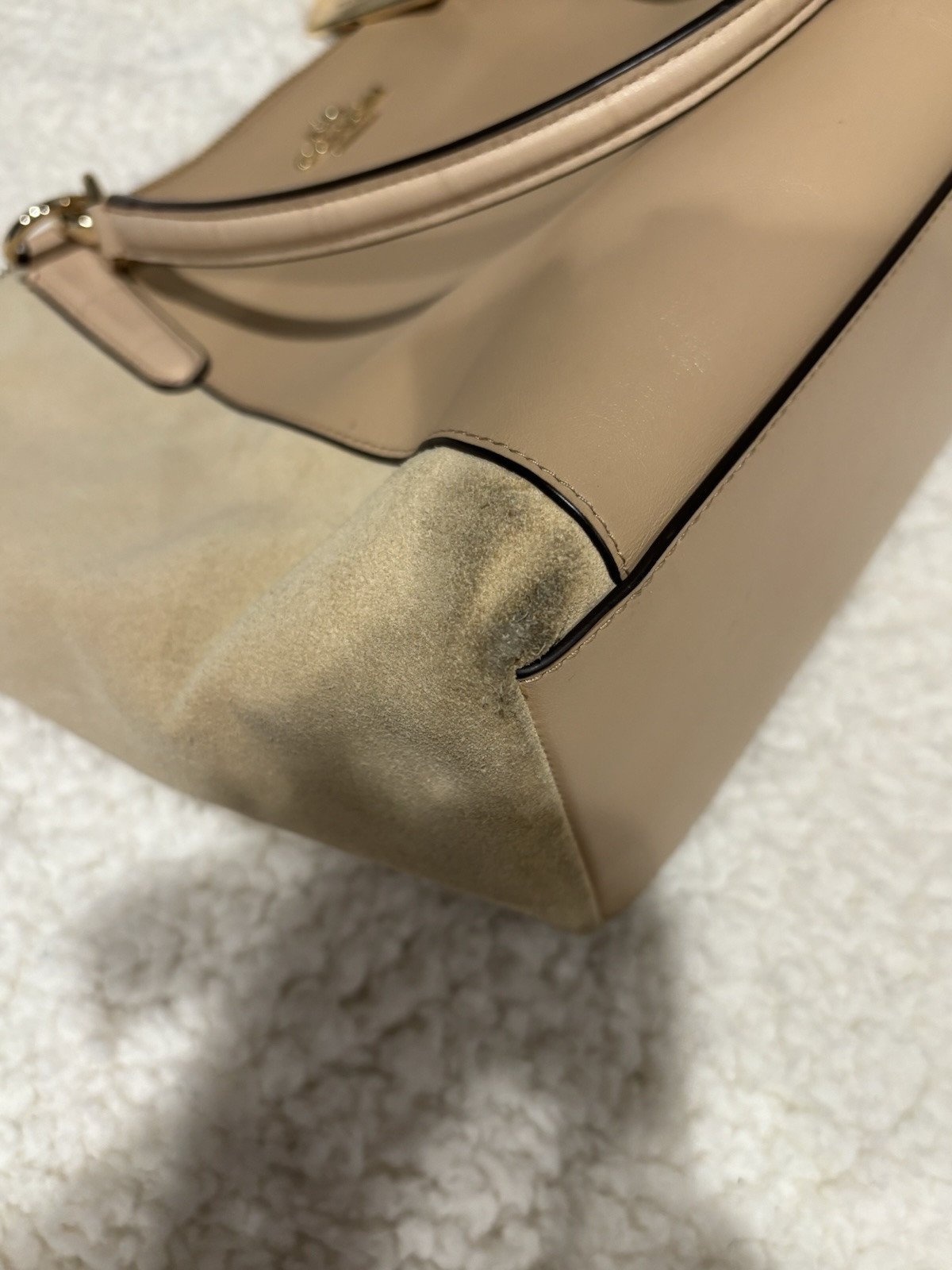 Coach Shoulder Tote “Ava” Leather Suede Two tone Nude Pre-Loved