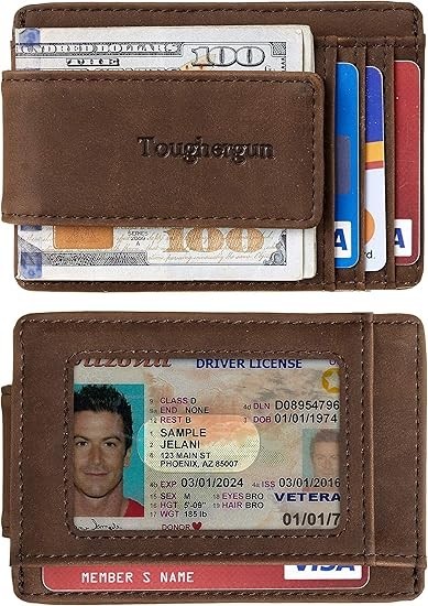 Money Clip RFID Front Pocket Wallet Men Leather Slim Minimalist Wallet