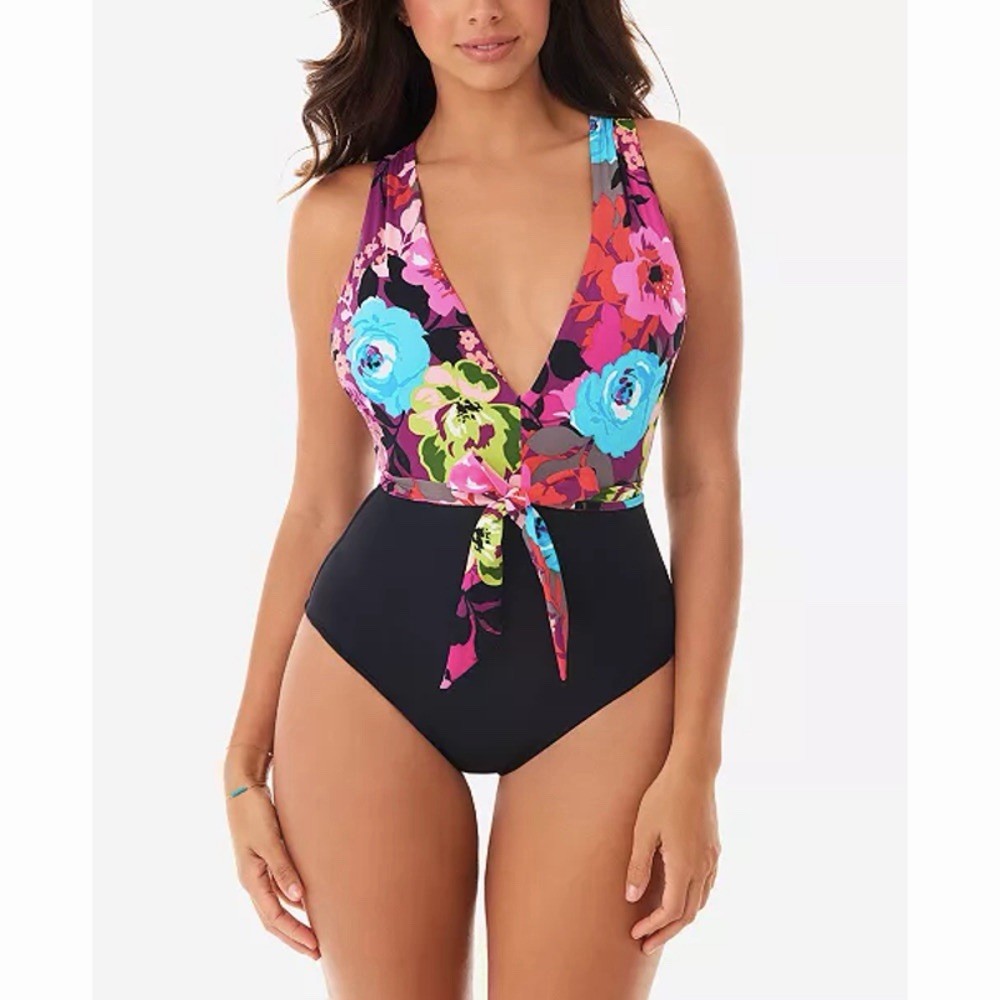 Skinny Dippers By Miraclesuit Flower Shop Godiva 1-pc Swimsuit. Sz L. NWT!