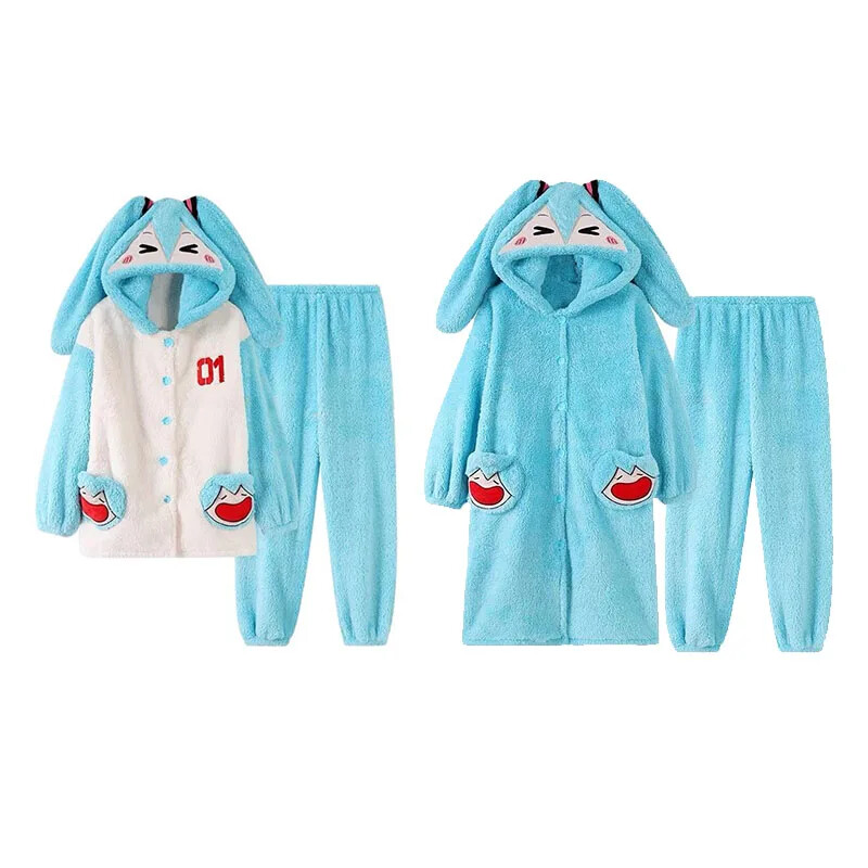 Hatsune Miku home clothes cosplay Peripheral Cartoon Cute Warm Plush Pajama Set