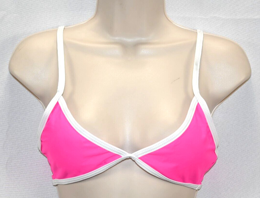 Hot Pink & White Bikini Top Pullover Size S Removable Pads Polyamide & Elasthane