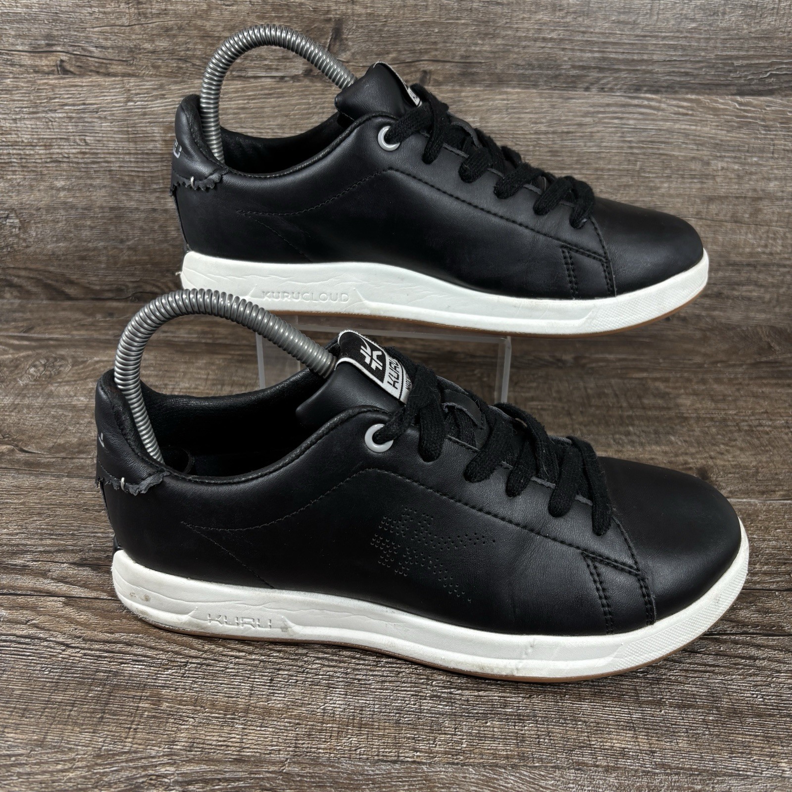 Kuru Roam Classic Court Shoes Women’s 7 M Jet Black Bright White Leather Sneaker