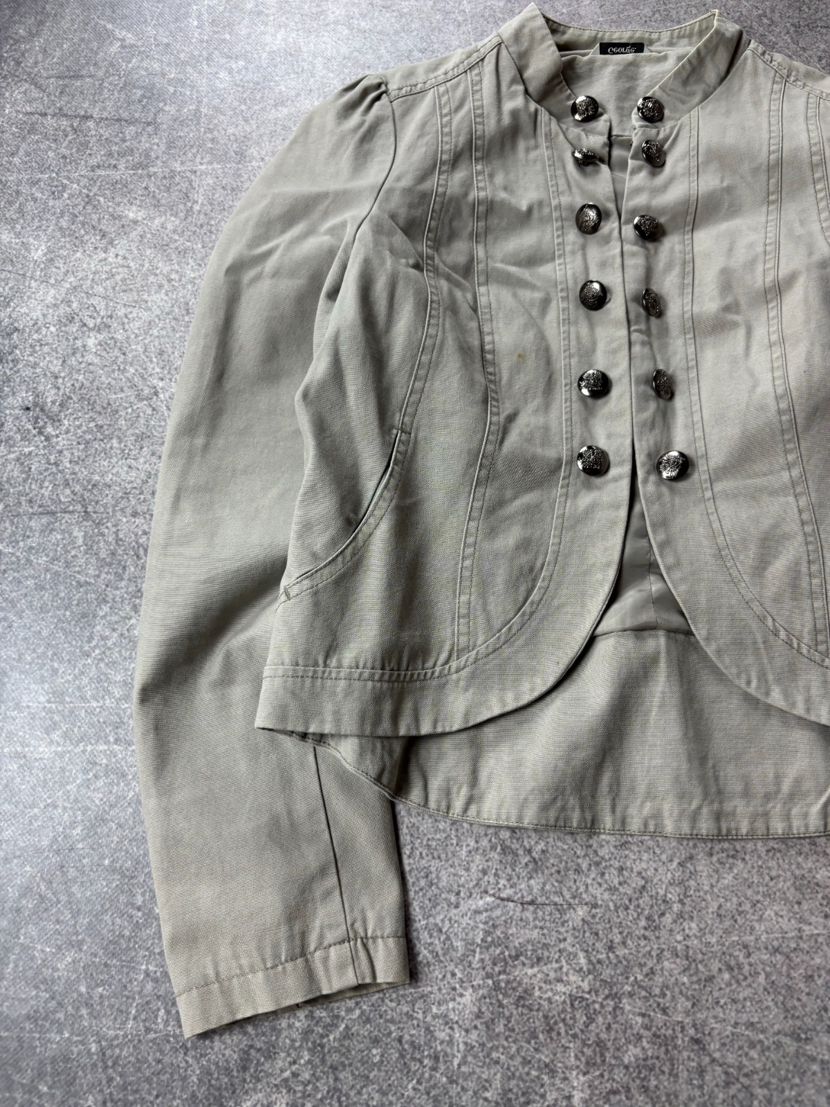 00s Gothic Napoleon Style Military Cotton Cropped Jacket Double Breasted Button