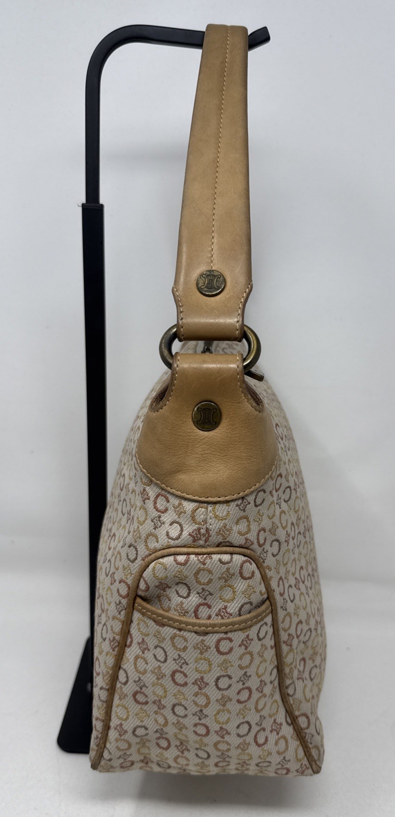 CELINE Vintage C Macadam Canvas Beige x Brown Women’s Authentic