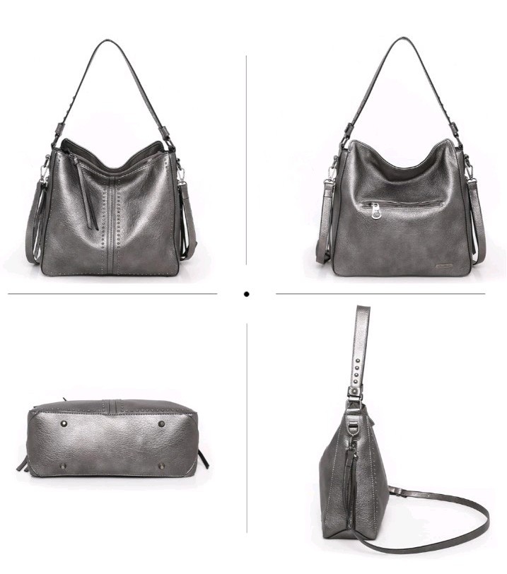 NWT Montana West Concealed Carry Hobo Purse in Pewter, w/ Holster, Ambidextrous