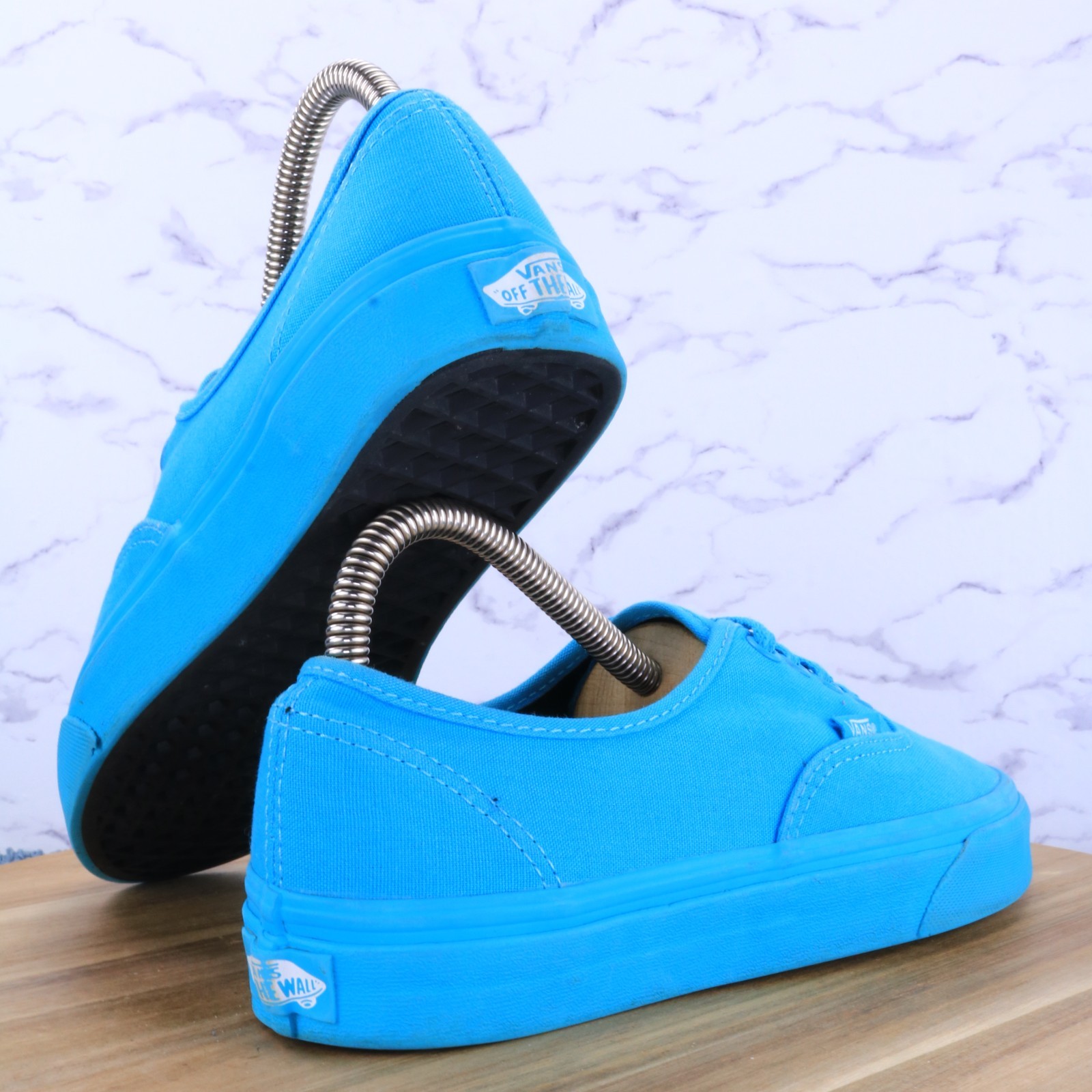 Vans Mono Turquoise Blue Low Lace up Canvas Sneaker Shoes Size Men 5.5 / Women 7