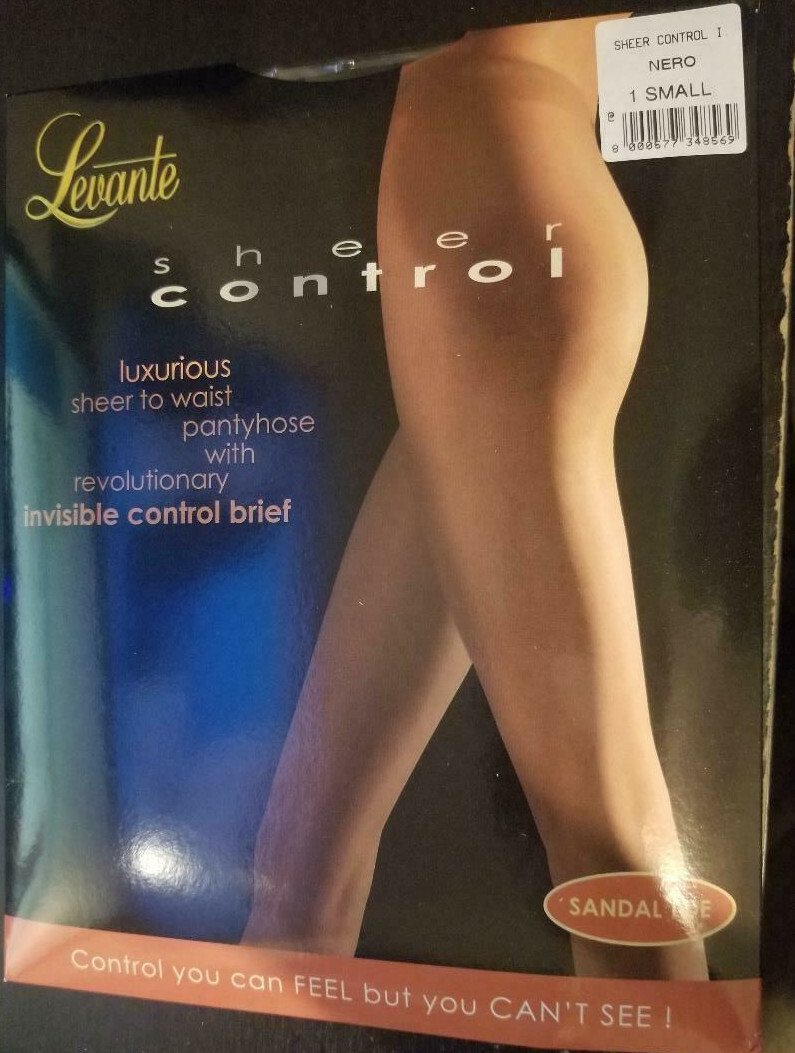 LEVANTE SHEER CONTROL SANDAL TOE PANTYHOSE 1 SMALL COLOR NERO—S19