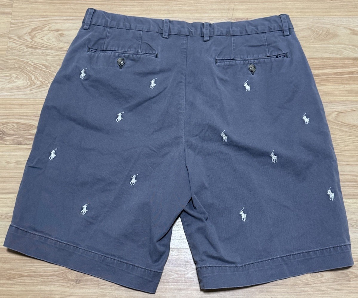 POLO RALPH LAUREN EMBROIDERED PONY LOGO ZIPPER FLY CHINO CASUAL SHORTS SZ 34