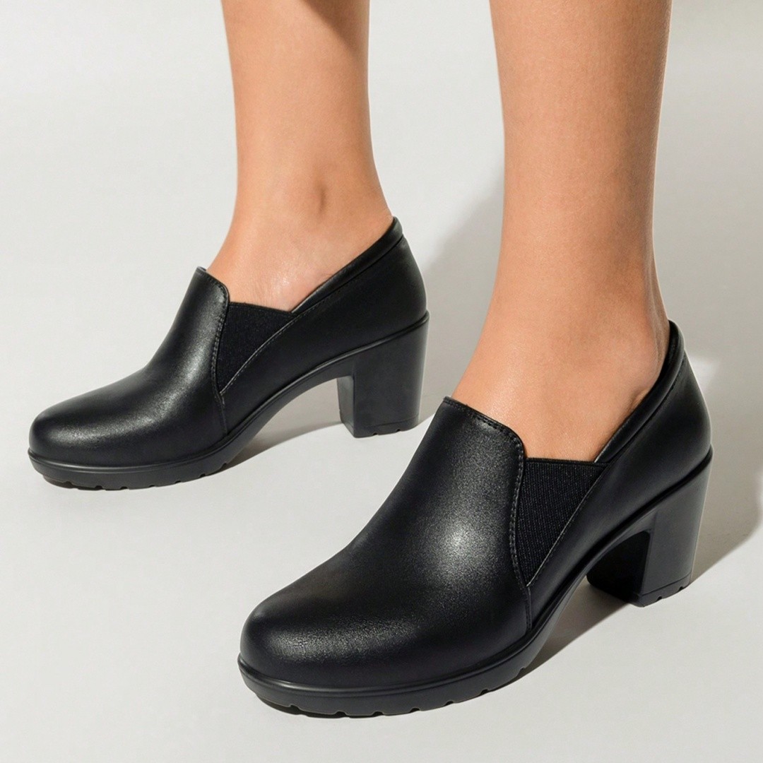 Women Dress Pump Shoes Low Chunky Block Heel Slip On Work Office Business Shoes~