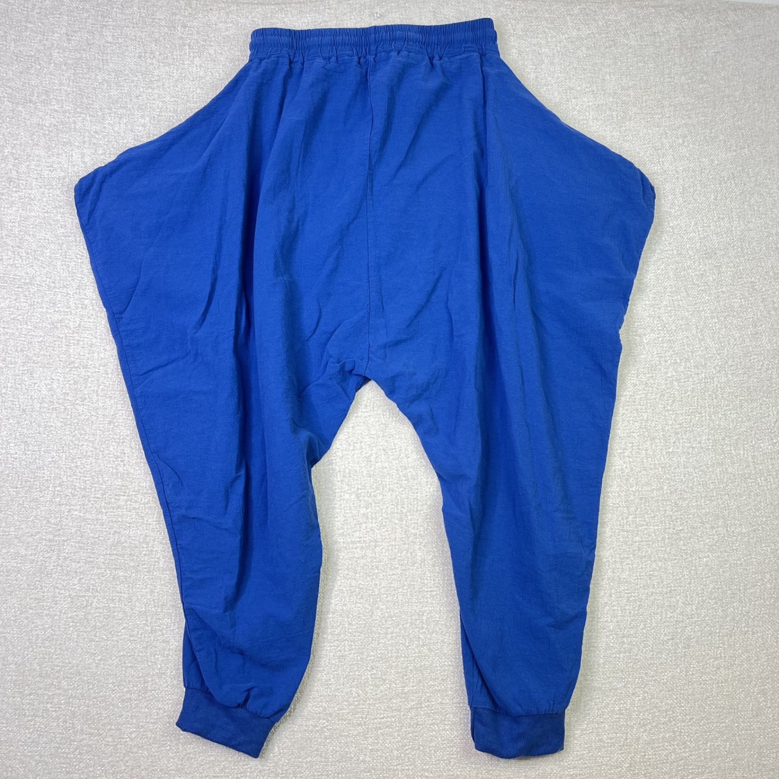 100% Cotton Harem Pants Organic Coastal Gauze Boho Wide Leg Barrel Blue M