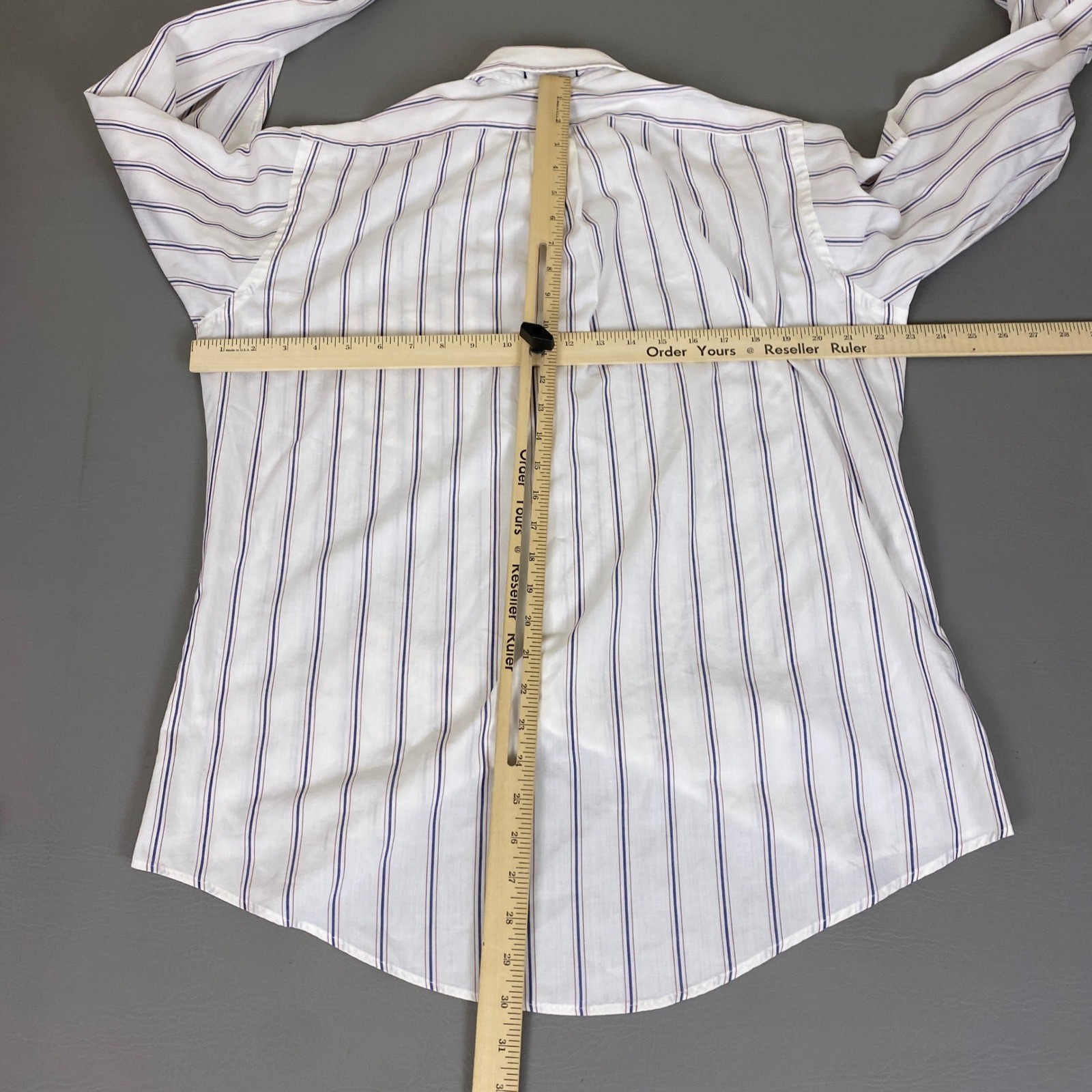 Hathaway Button Down Shirt Men’s 16 34 English Poplin Striped White Blue Red USA