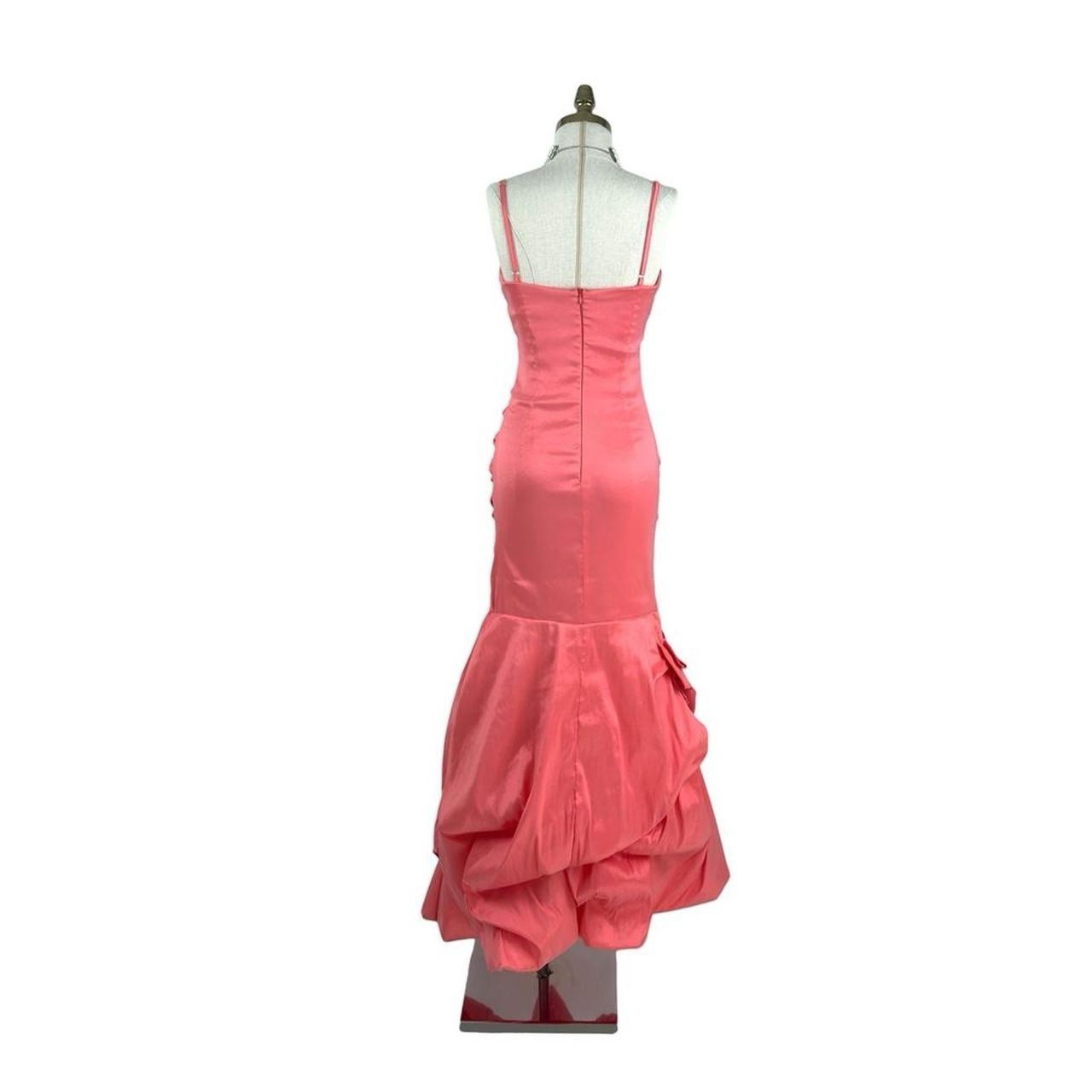 Vintage Pink Prom Dress Maxi Gown Glam Y2K Corset Mermaid Ruched Taffeta 4
