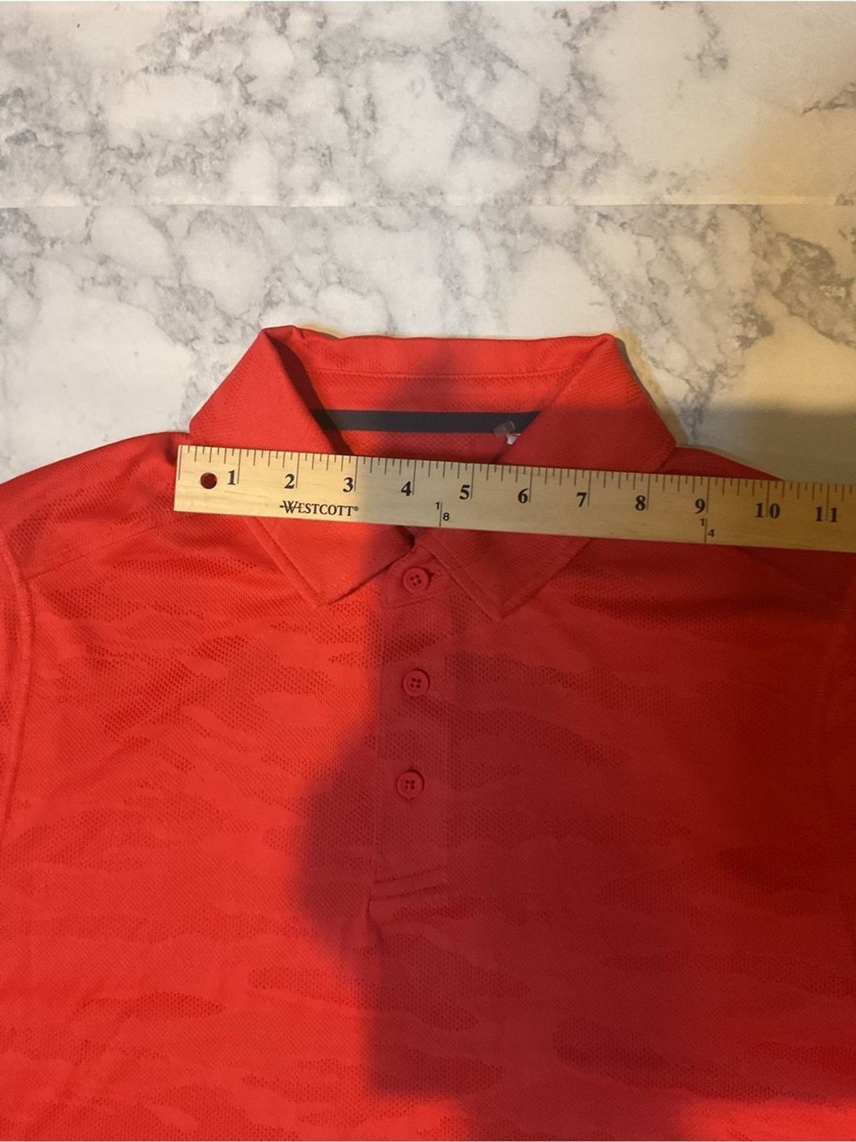DSG Men’s Bright Red Polo Golf Shirt with Subtle Jacquard Pattern S