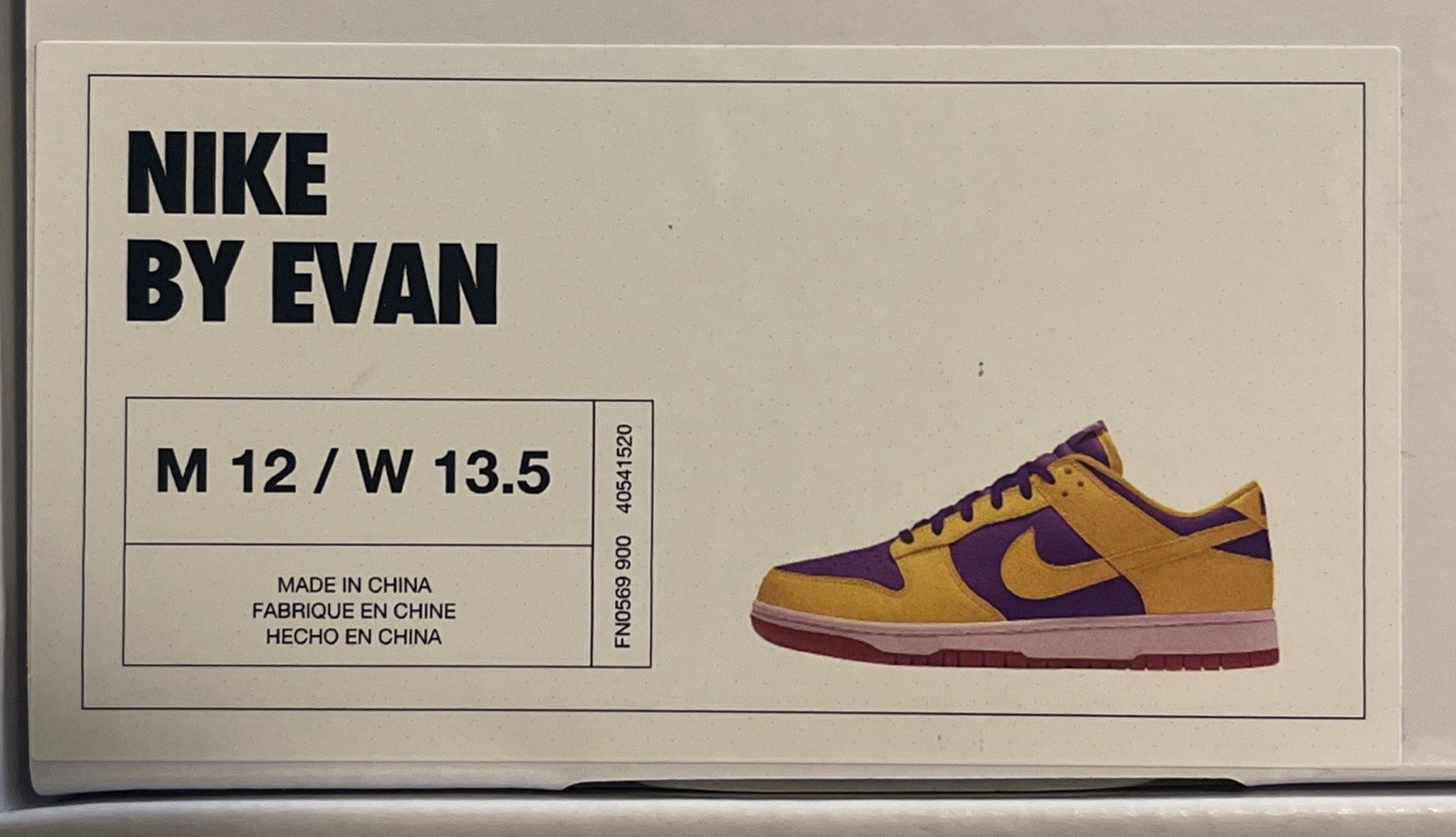 Nike ID Dunk low “Lakers” , “LSU” (Gold/Purple/Gum) Sz 12