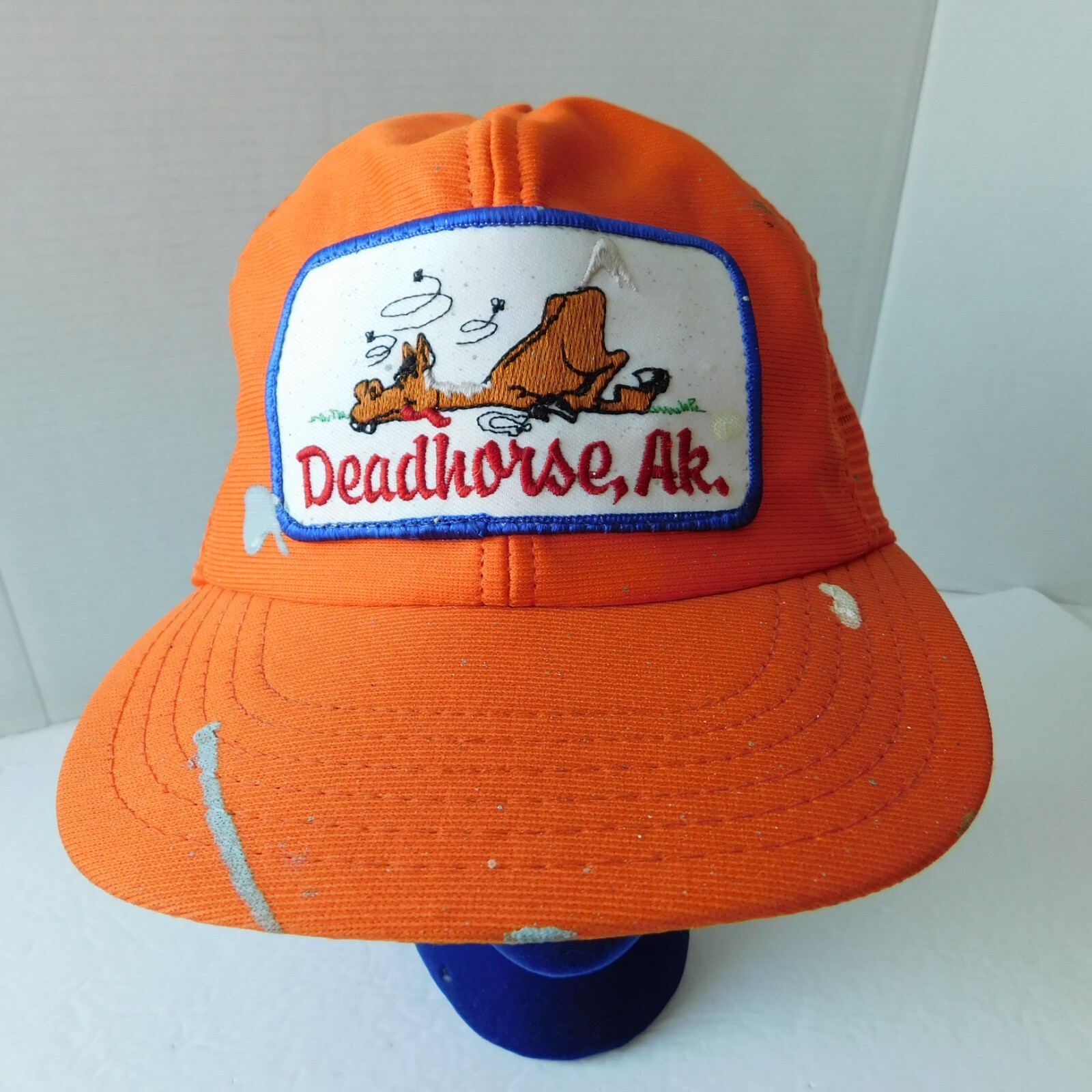 Baseball Hat Deadhorse Alaska Trucker Mesh Snapback Cap Vintage 70s Orange USA !