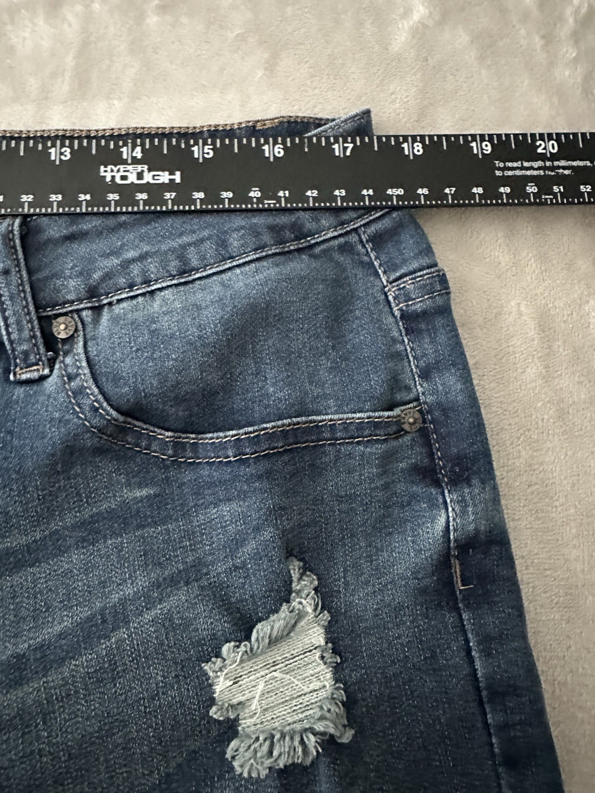 Blue Savvy Shorts Womens Size 18 Blue Bermuda Jean Distressed Stretch Denim