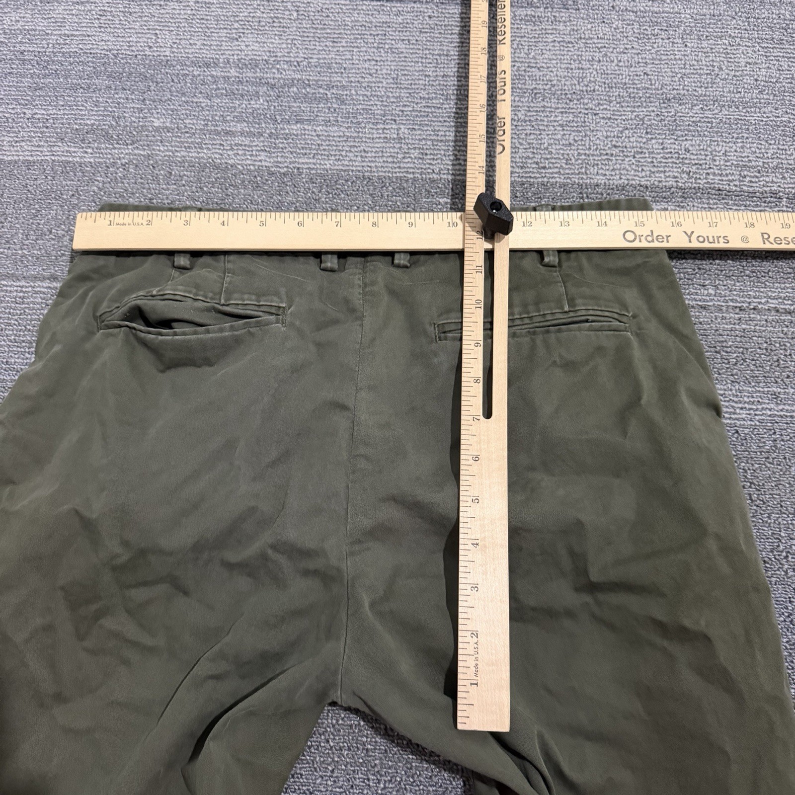 Asket Pants Mens 31×32 Green Cotton Stretch The Chinos Flat Front Straight Leg*