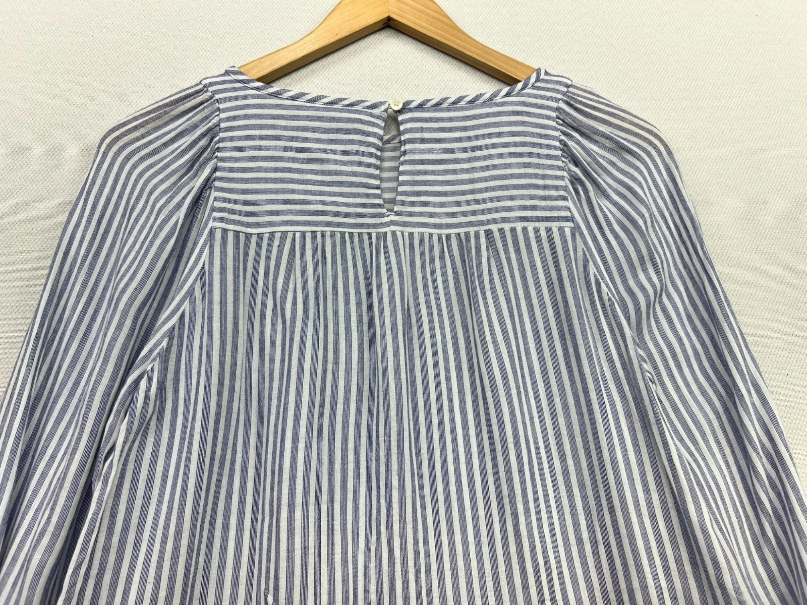 Loft Petites Linen Blend Long Sleeve Blouse Top Womens Size SP Blue Coastal