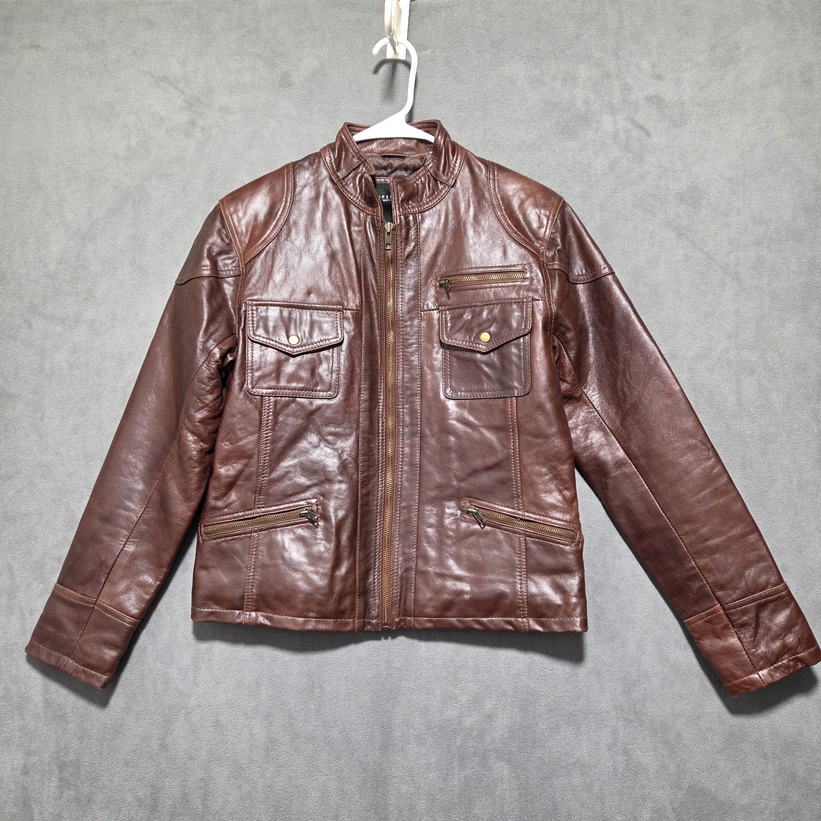 Superior New York Leather Jacket Brown XL, Y2k Made USA , Soft Supple Leather