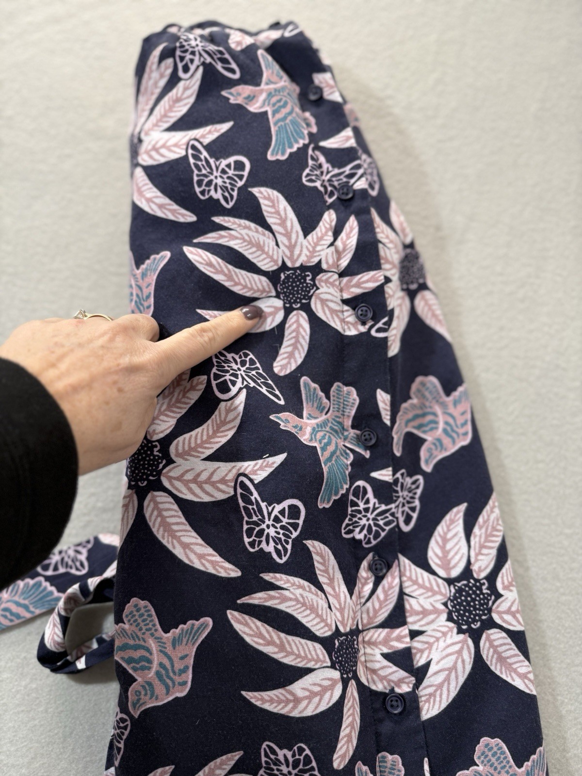 Outerknown Leighton Floral Birds Butterfly Navy catalina Maxi Dress Small