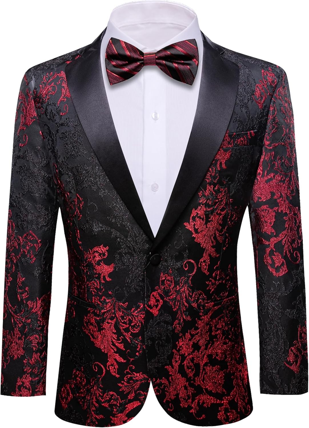 Men’s Floral Paisley One Button Blazer Tuxedo Jacket for Carnival Party Gift