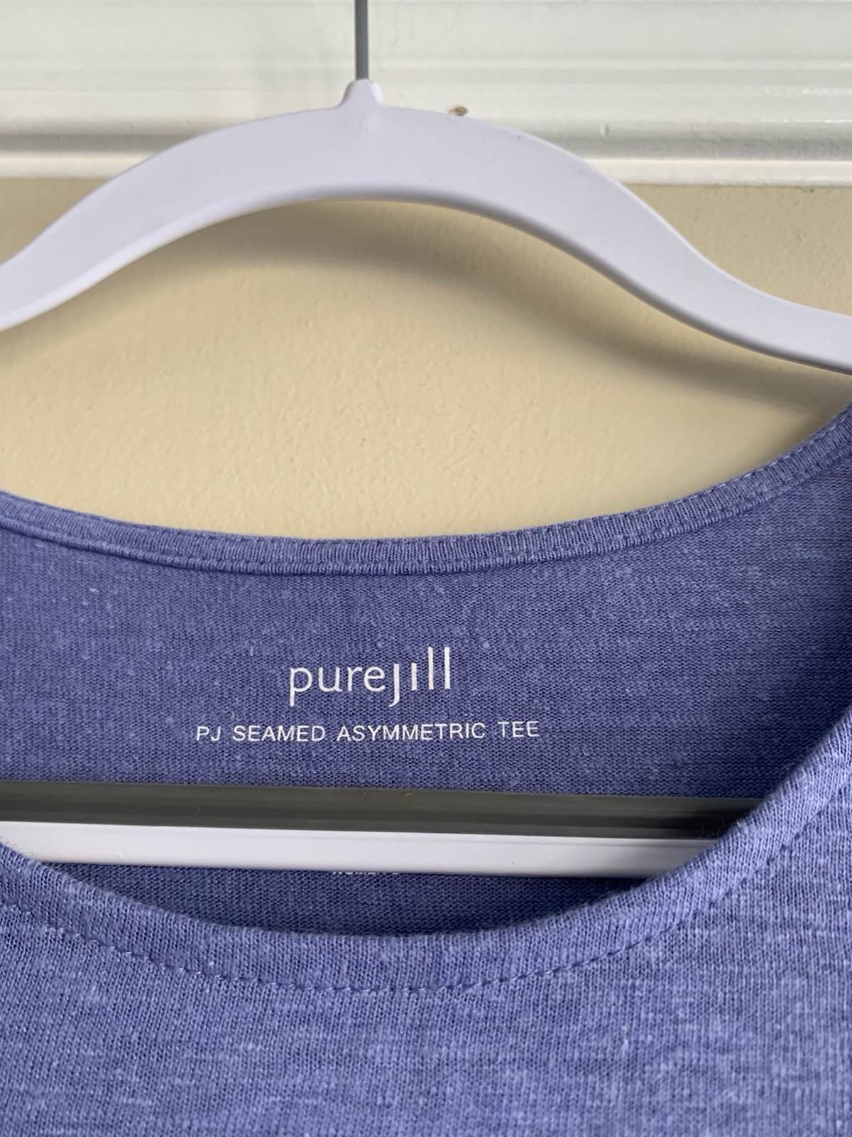 Pure Jill J.Jill Linen Blend PJ Seamed Asymmetric Tee 2X Purple Lavender Shirt