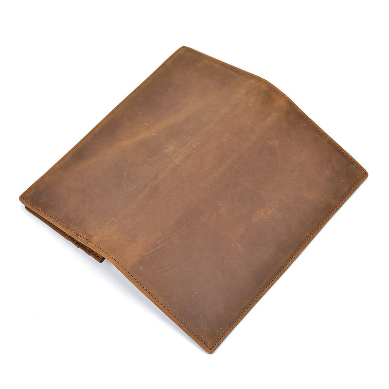 Mens Genuine Leather RFID Blocking Bifold New Brown Long Wallet Card Holder