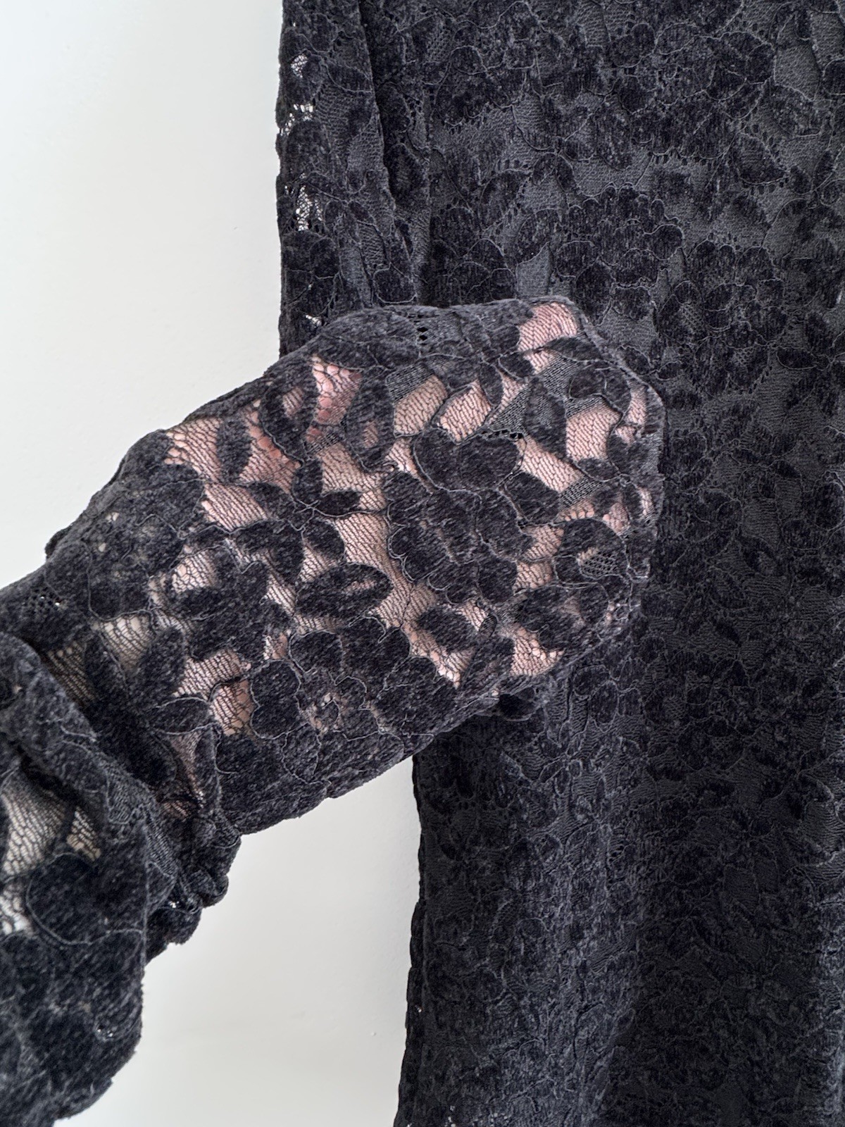 Steve Madden Cassi Black Lace Mock Neck Long Sleeve Bodysuit L Gothic Romantic
