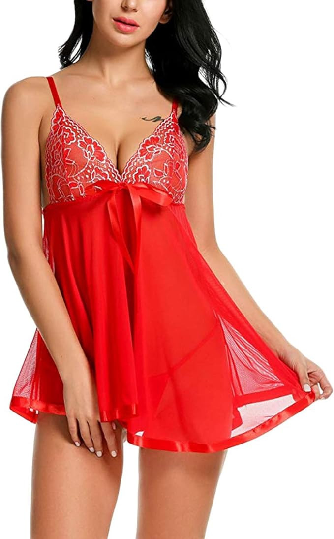 Women’s Sexy Lingerie Babydoll Sleepwear Underwear Lace Dress G-String Nightwear