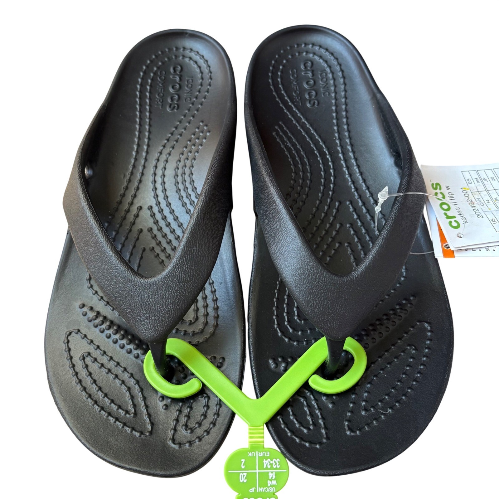 Crocs Kadee II Flip W Black Womens Sandals Thong 202492-001 Size 4 NWT