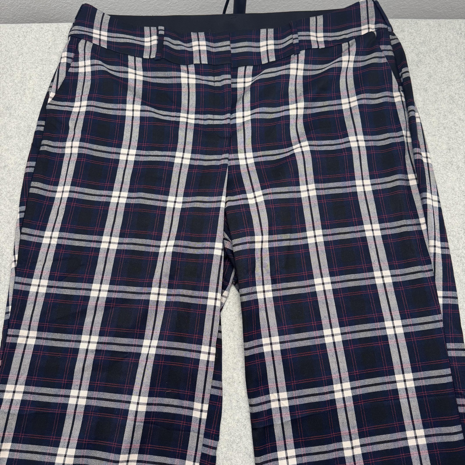 Lane Bryant Dress Pants Womens 26L (48×32) Blue Plaid Wide Leg Twill Work