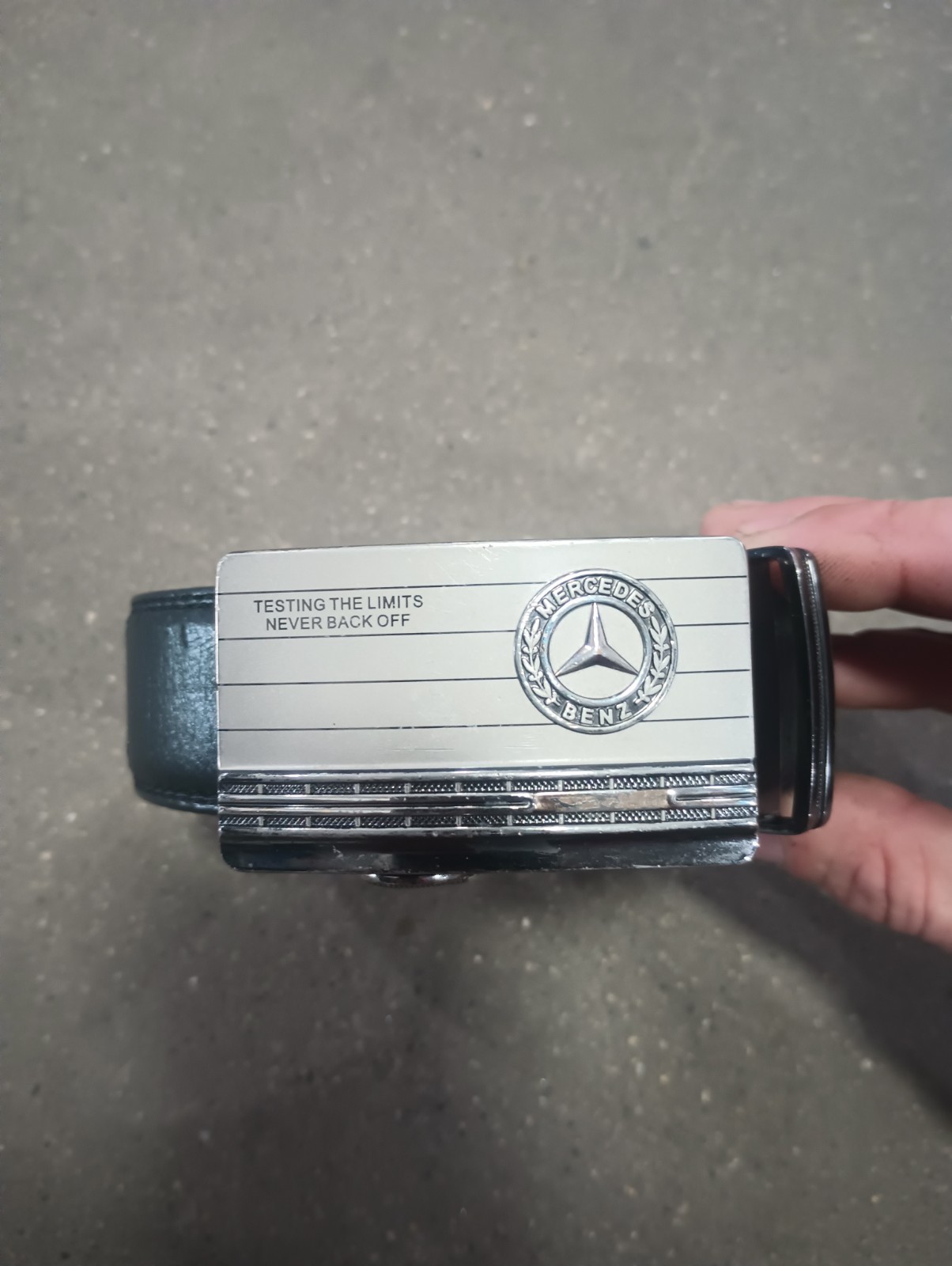 Exceedingly Rare Mercedes Benz BELT BUCKLE Testing The Limits Never Back Off