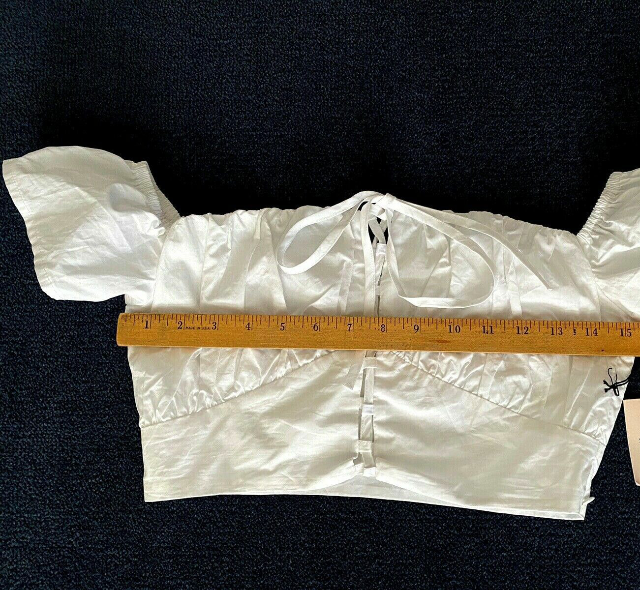 Superdown Lace Up White Crop Top Revolve Cottagecore Boho Peasant 100% Cotton