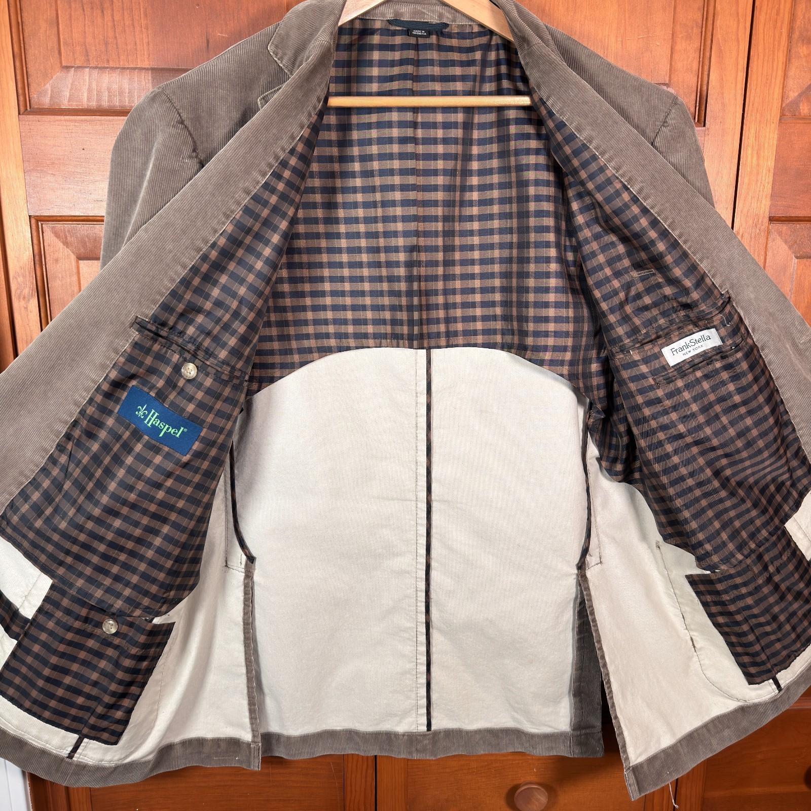 Haspel Corduroy Blazer Mens 46R Brown 2 Button Sport Cotton Half Lined *READ