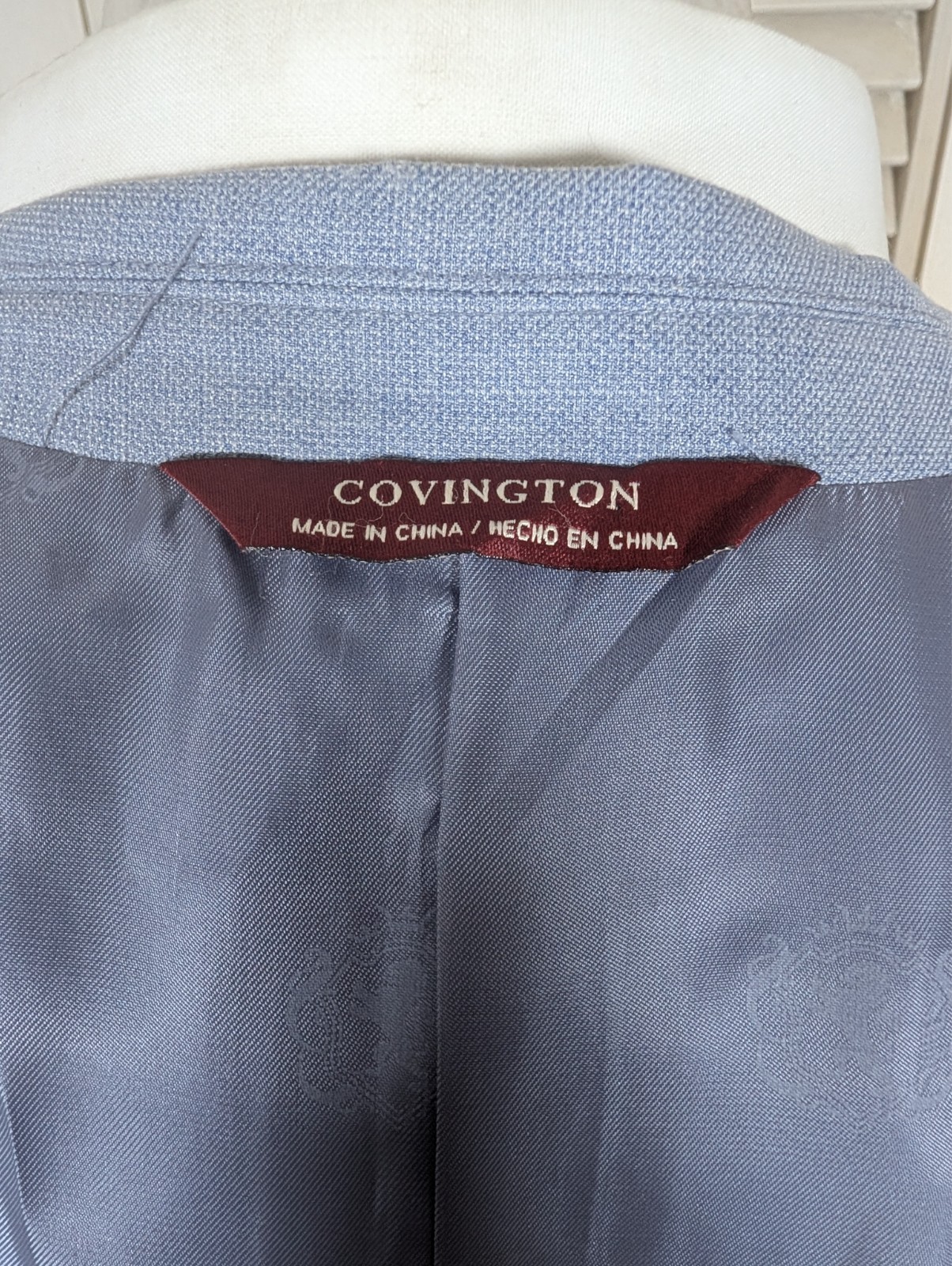 Covington Blazer Jacket Sport Coat Mens 42R Sky Blue Rayon 2 Button Front