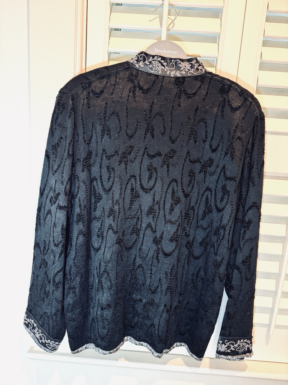 Flashback Women’s S Jacket Velvet Black Texture Beaded Silver NWT