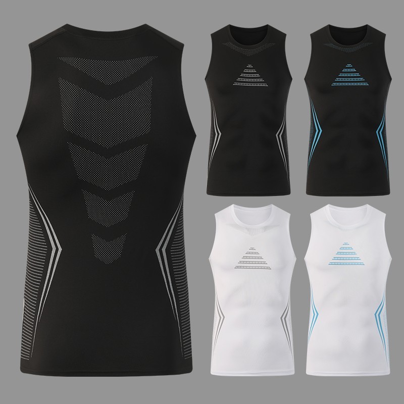 Men Compression Shirt Version Ionic Shaping Sleeveless Vest Sport Tank Top S-2XL