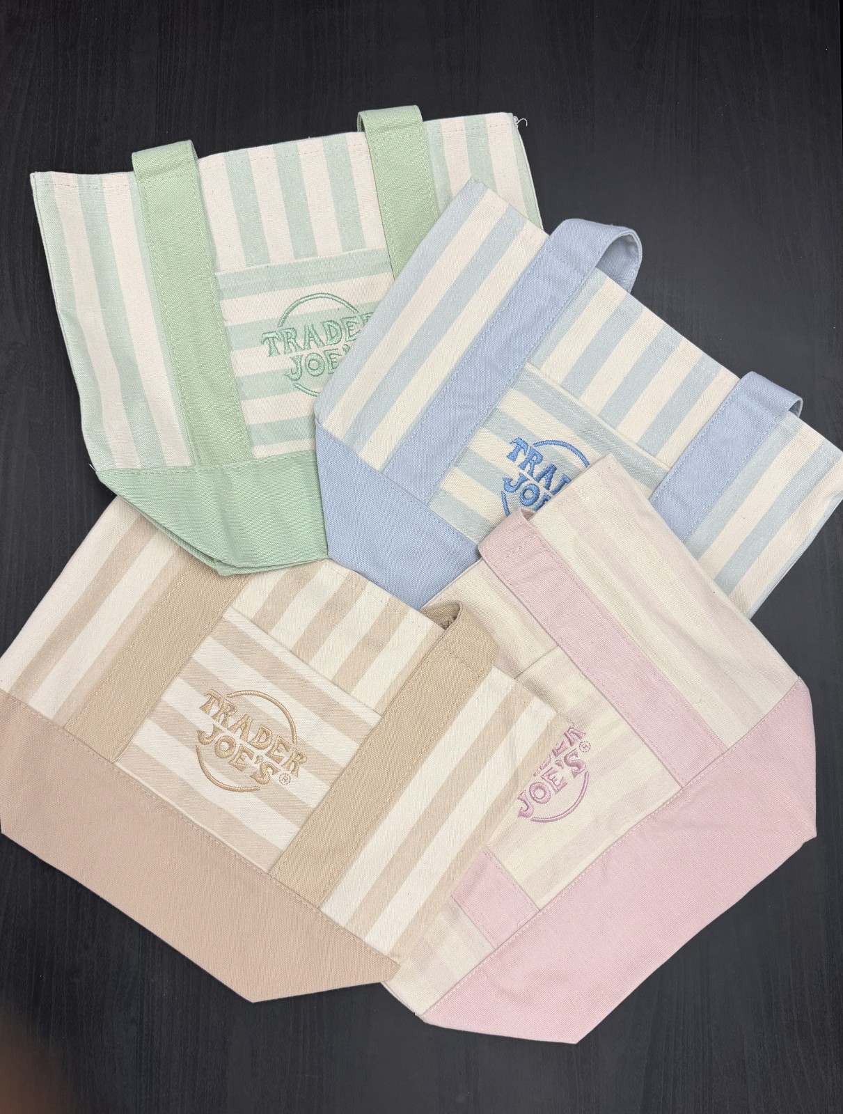 New trader joes mini stripe tote 4 color set