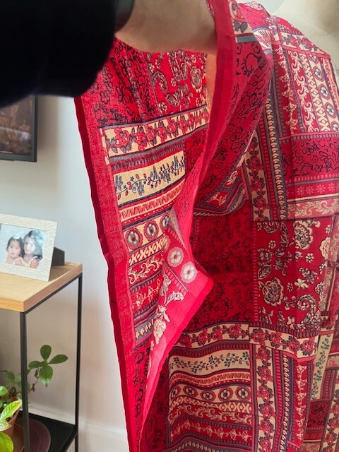 lovely HASLEMERE COLLECTIONS ladies long cotton cherry red print kaftan one size