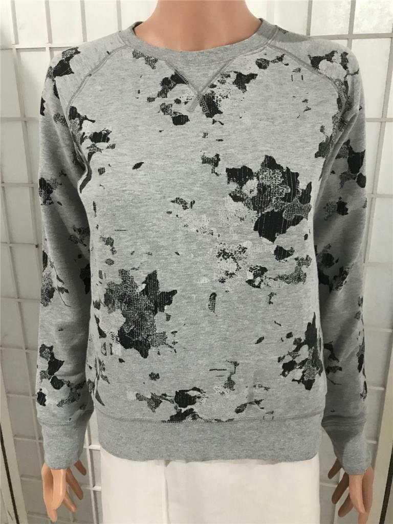 Women’s The North Face XS Ash Gray Black Print Fleece Pullover Sweater