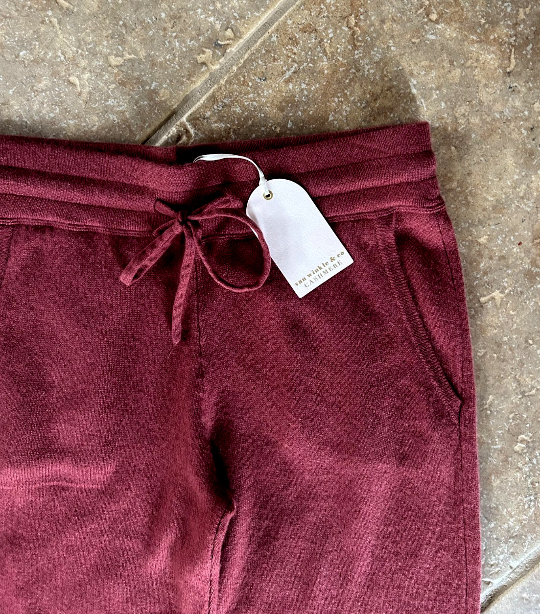 Van Winkle & Co Cashmere Drawstring Tie Lounge Pants Sz S Rosewood $138 NWT