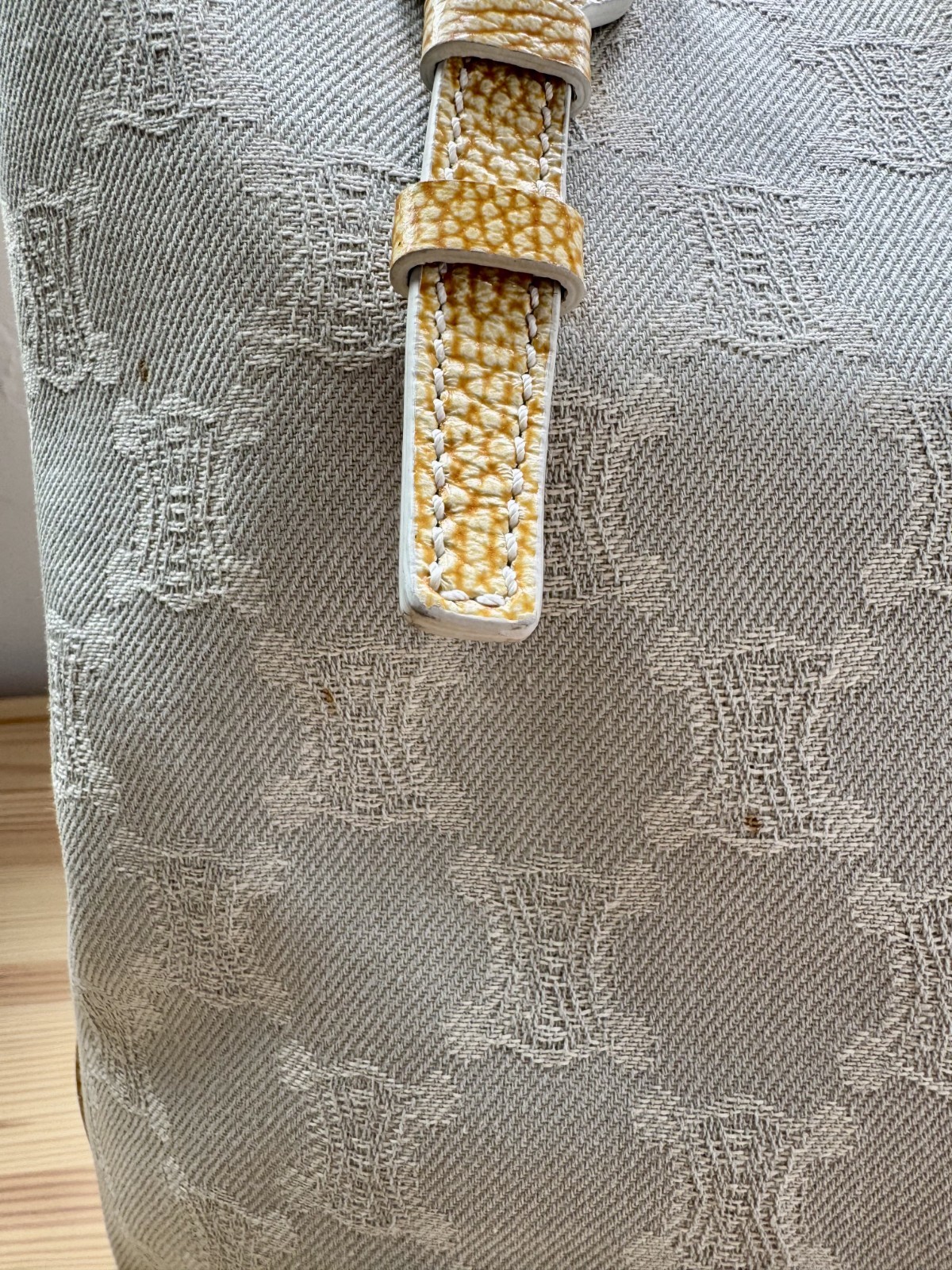 Vintage CELINE Gray Macadam Triomphe Canvas Tote Bag – Y2K Yellow Leather Trim