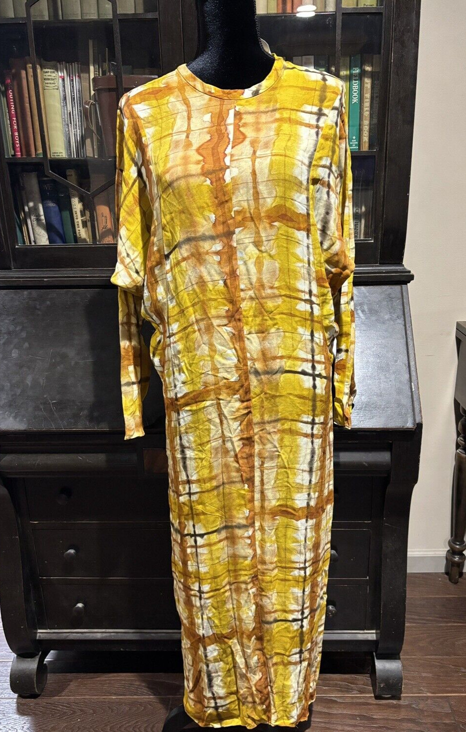 ZARA WOMANS Midi Dress XSmall MULTICOLORED Yellow PLAID PRINT 9028/366/330 NWT